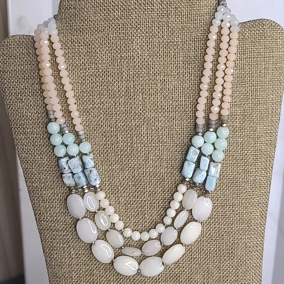 Vintage Nakamol signed Natural Stone and glass Necklace - Picture 1 of 4